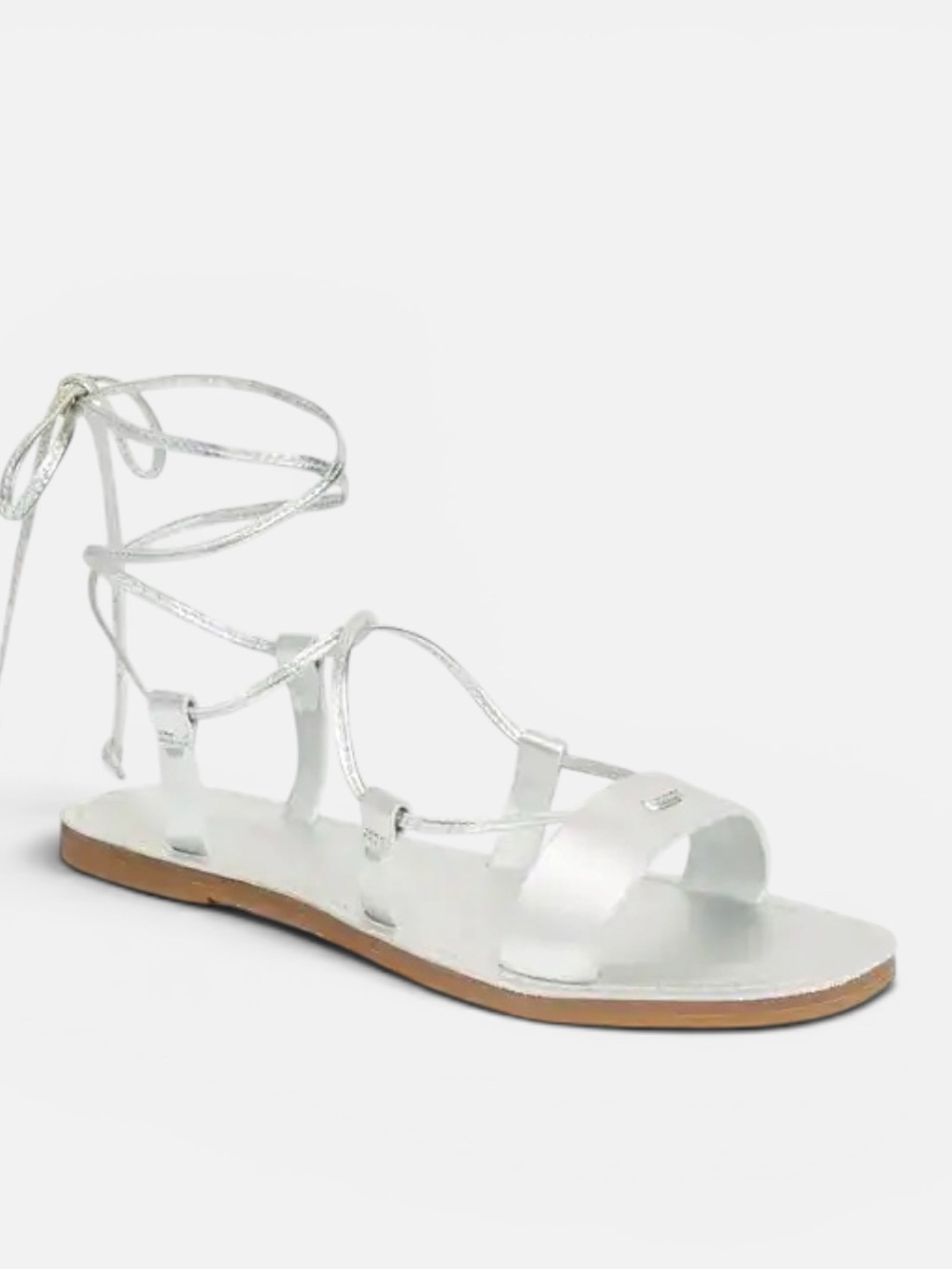 Madewell The Boardwalk Lace-Up Sandals Silver Metallic Leather Gladiator  Size 8